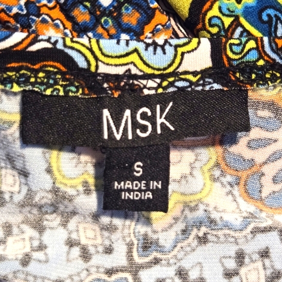 MSK Vibrant Colorful Boho Floral Print Flare Sleeve Shift Dress Small - Picture 8 of 10